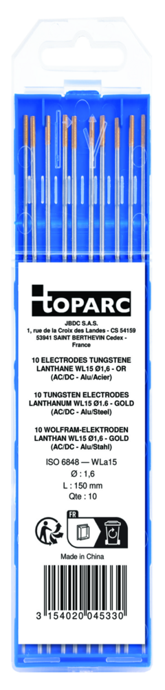 Wolfram Elektroden GYS 10 Stk., Lanthan WL15 Ø 1,6mm