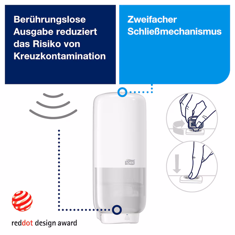 561600 Tork Spender für Seifen und Händedesinfektionsmittel S4 mit Intuition Sensor - weiss