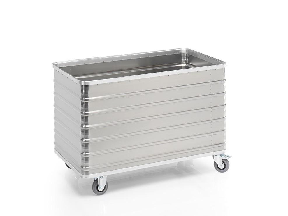 Transportwagen aus Aluminium 1280 x 680 x H 870 mm, 560 Liter, ohne Deckel