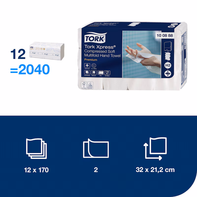 100888 Tork Xpress® Premium komprimierte weiche Multifold-Papierhandtücher