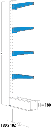 Ständer mit Fuss CL 1-seitig 800x2964 mm