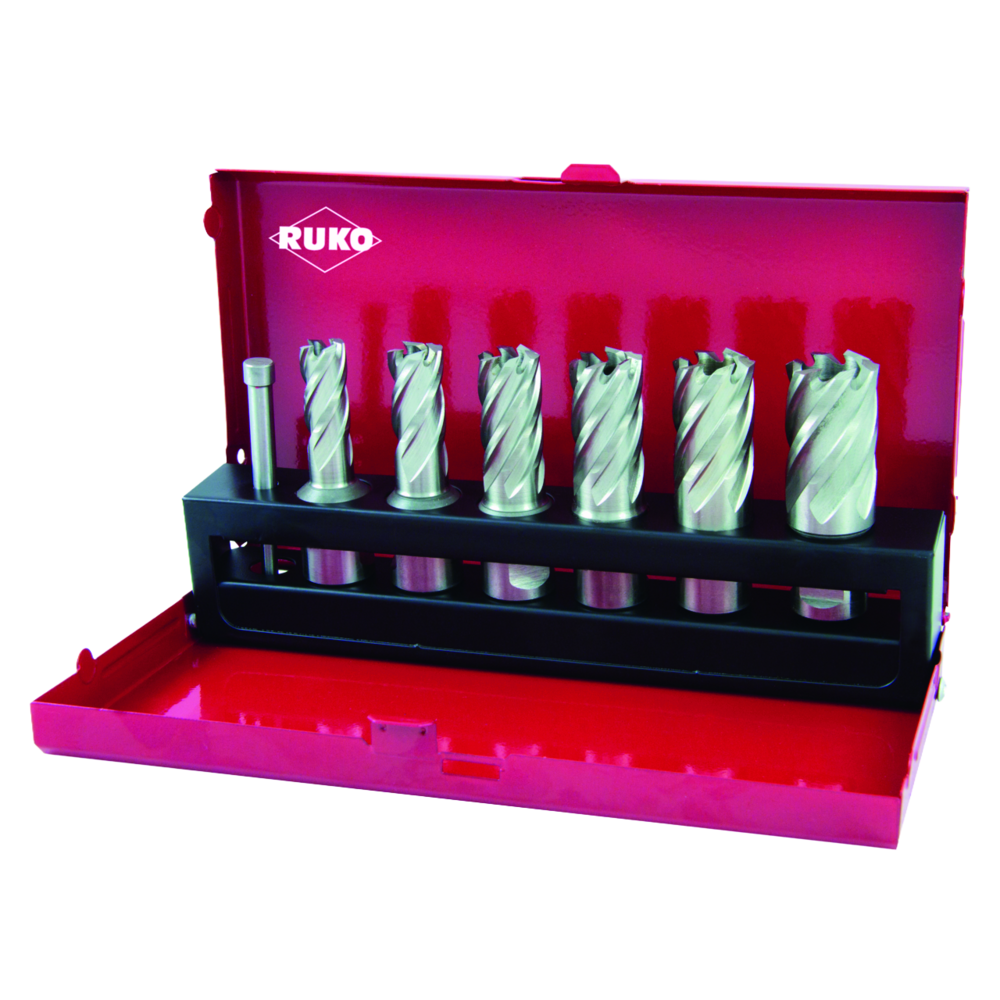 "Kernbohrer-Satz Ruko HSS mit Weldonschaft (¾"") Schnitttiefe 30,0 mm - 7-tlg. (