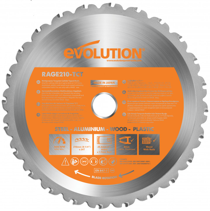 Kreissägeblatt zu Rage 3 "S" 210 mm