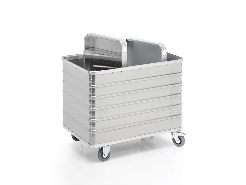 Transportwagen aus Aluminium 1030 x 670 x H 835 mm, 415 Liter, ohne Deckel