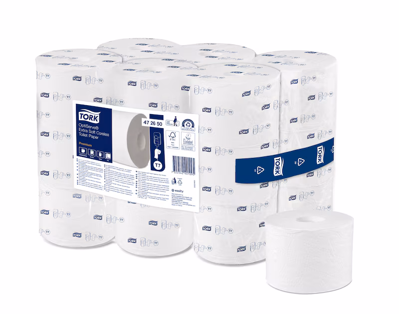 472650 Tork OptiServe® Extra-Weiches Hülsenloses Toilettenpapier - 3 lagig 472650 Tork OptiServe® Extra-Weiches Hülsenloses Toilettenpapier - 3 lagig