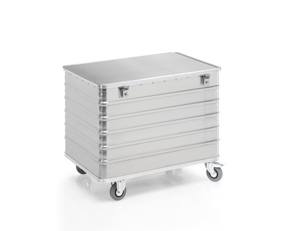 Transportwagen aus Aluminium 1030 x 670 x H 835 mm, 415 Liter, mit Deckel