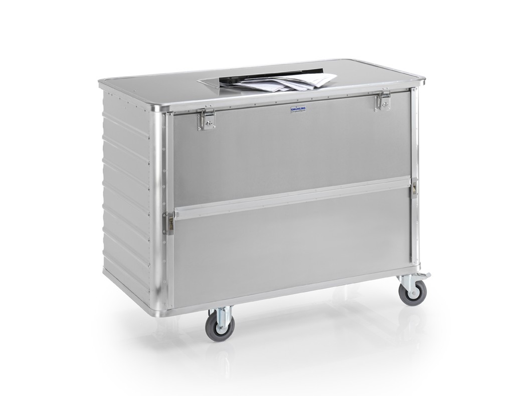 G®-DOCU mobiler Datenentsorgungsbehälter Gross mit absenkbarer Seitenwand, mit Einwurfschacht