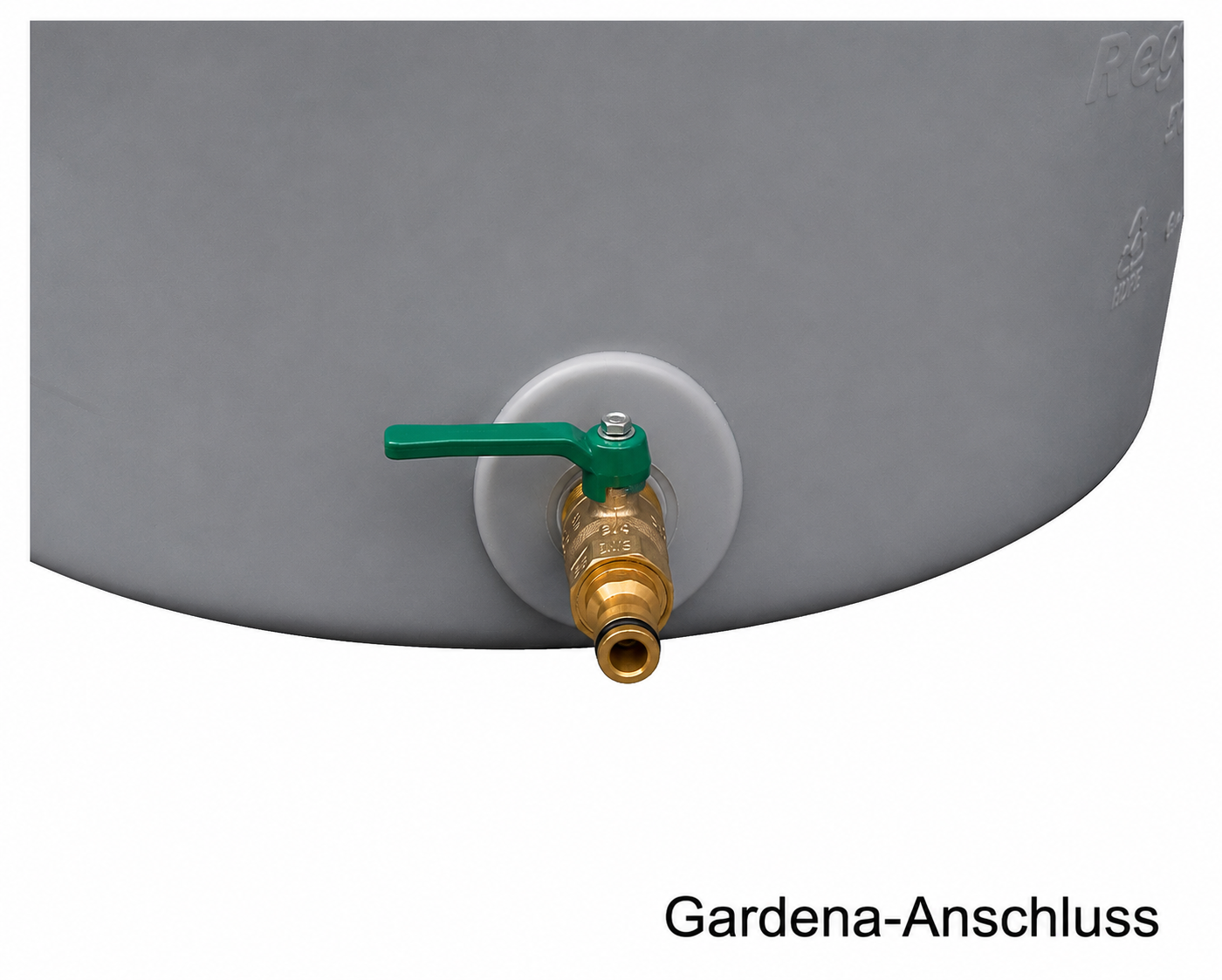Schlauchanschluss aus Messing für Regensäulen, Kugelhahn 19 mm mit Gardena-Anschluss