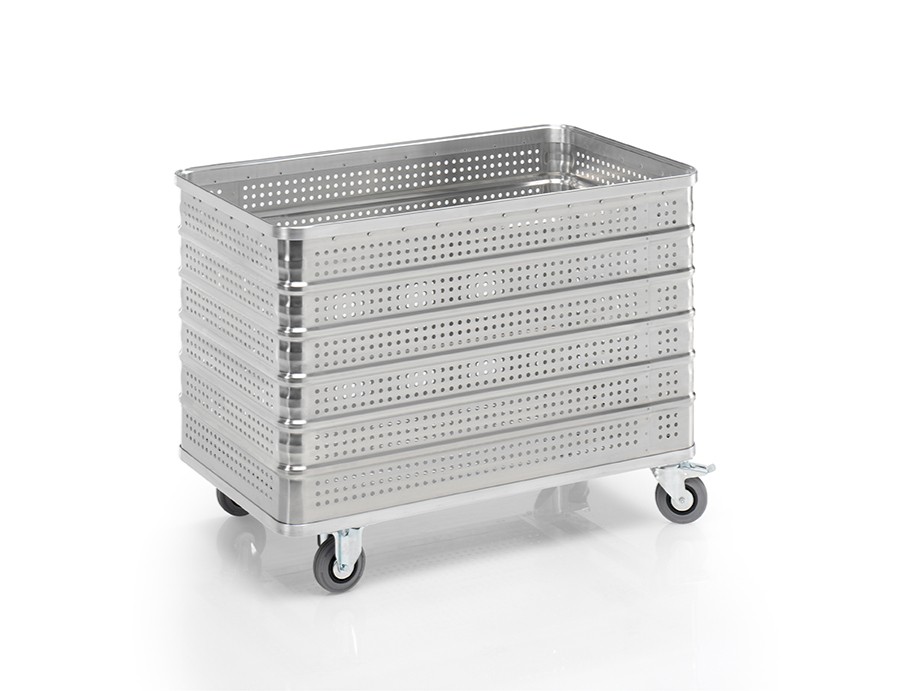 Transportwagen aus Aluminium 1130 x 630 x H 835 mm, 430 Liter, ohne Deckel