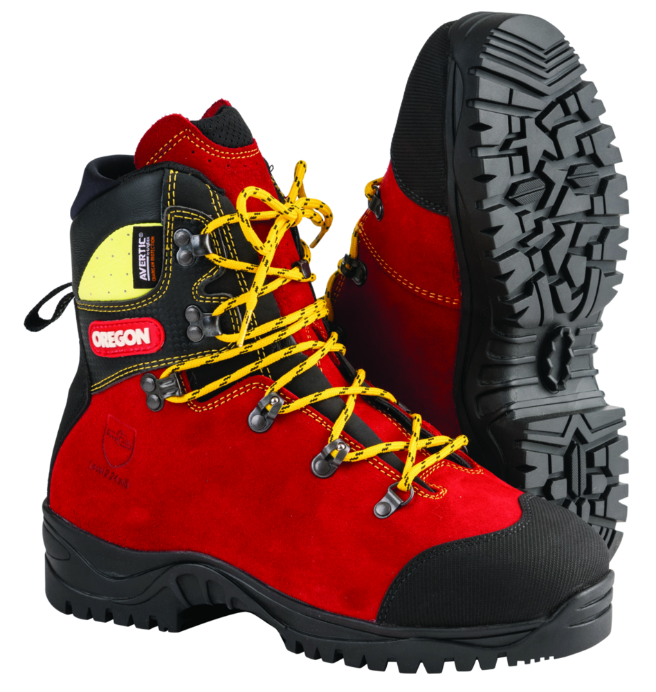 Leder-Schnittschutzstiefel Oregon Avertic rot/gelb Gr. 39