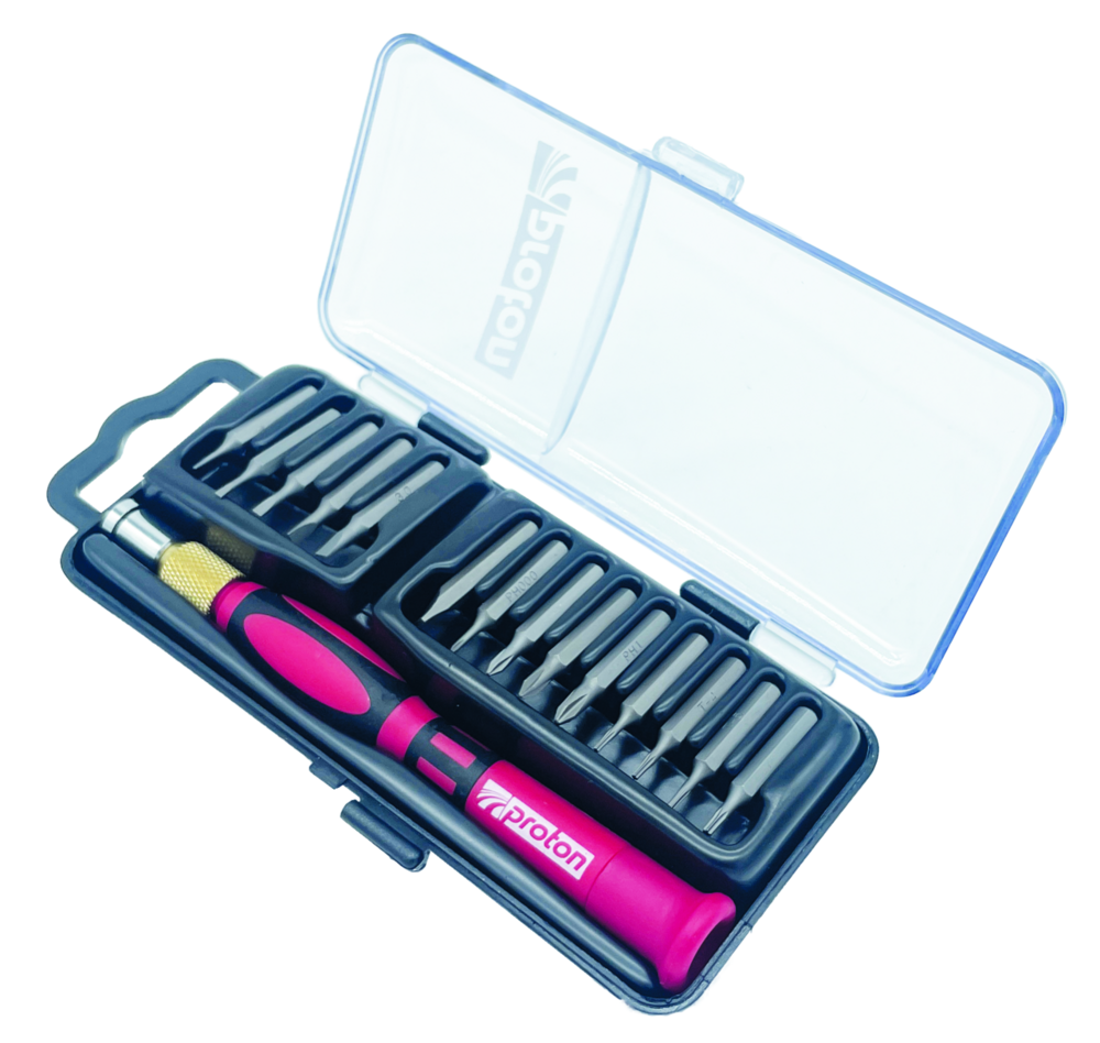 Präzisionsbitzsatz in Kunststoffbox Proton, 15-tlg