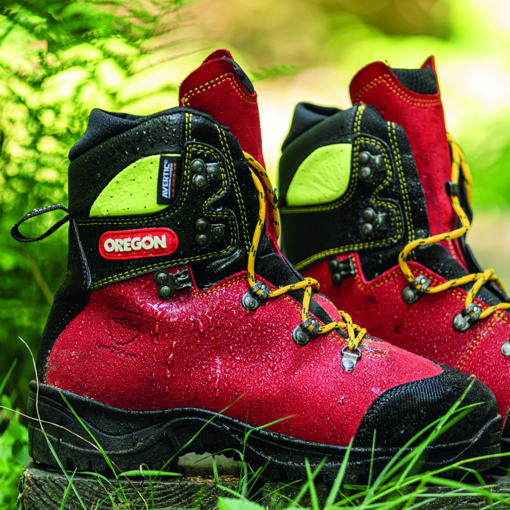 Leder-Schnittschutzstiefel Oregon Avertic rot/gelb Gr. 43