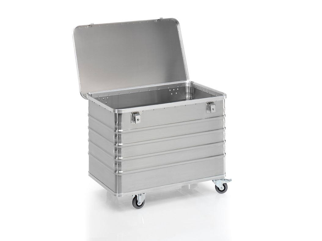 Transportwagen aus Aluminium 990 x 580 x H 770 mm, 322 Liter, mit Deckel
