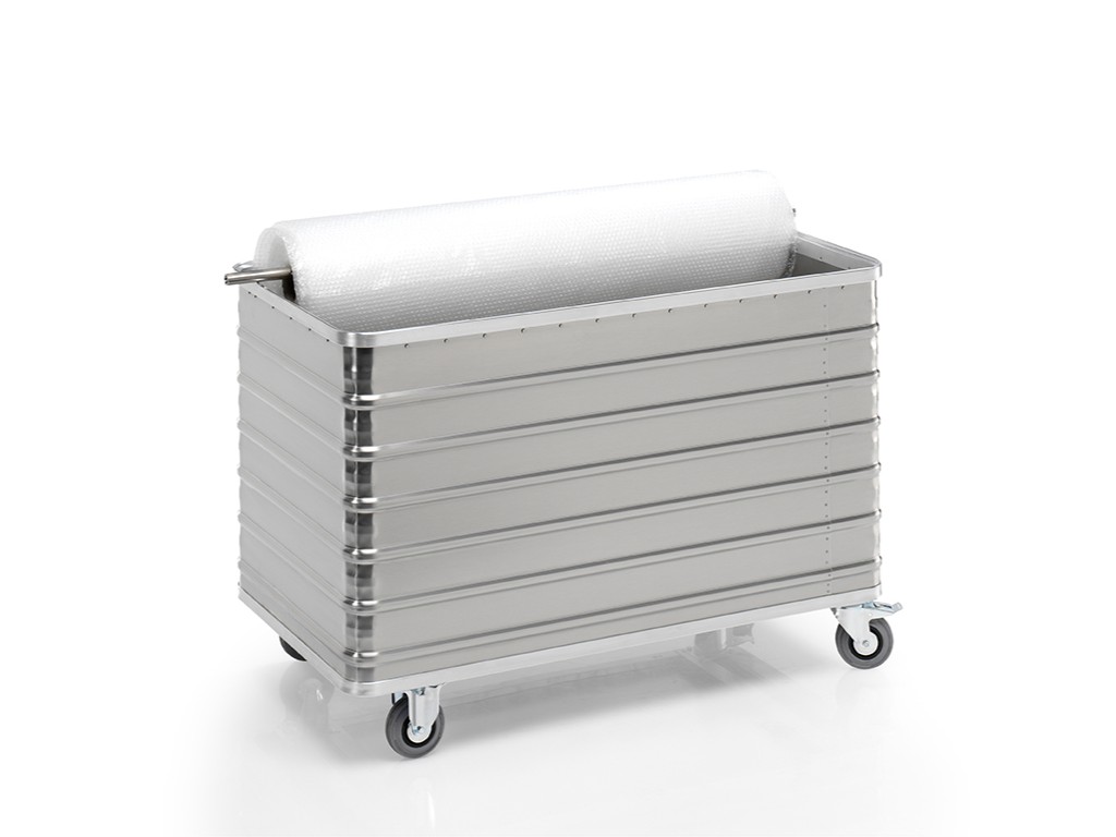 Transportwagen aus Aluminium 1280 x 680 x H 870 mm, 560 Liter, ohne Deckel