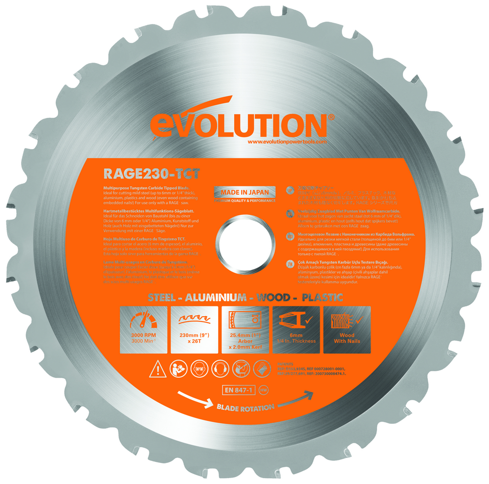 Kreissägeblatt Evolution 230 x 2 x 25.4  mm, Z48 TCT