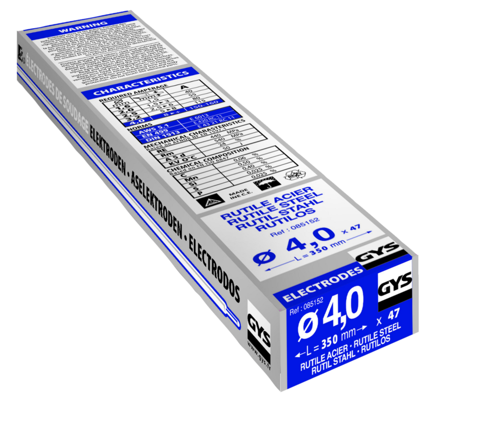 Stabelektroden GYS, 47 Stk., 350 x 4.0 mm, Stahl, rutil