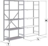 Anbauregal Zinc 1000x400x2000 mm