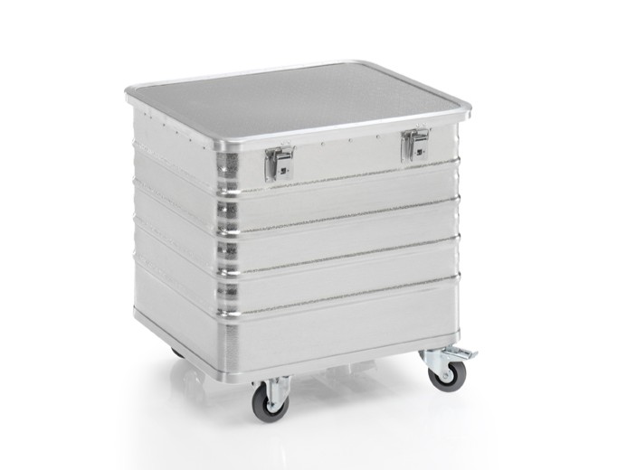 Transportwagen aus Aluminium 730 x 605 x H 730 mm, 229 Liter, mit Deckel