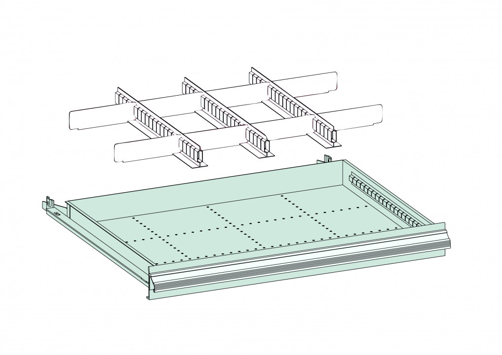 Einteilungsmaterial-Set für Schubladen, Metall