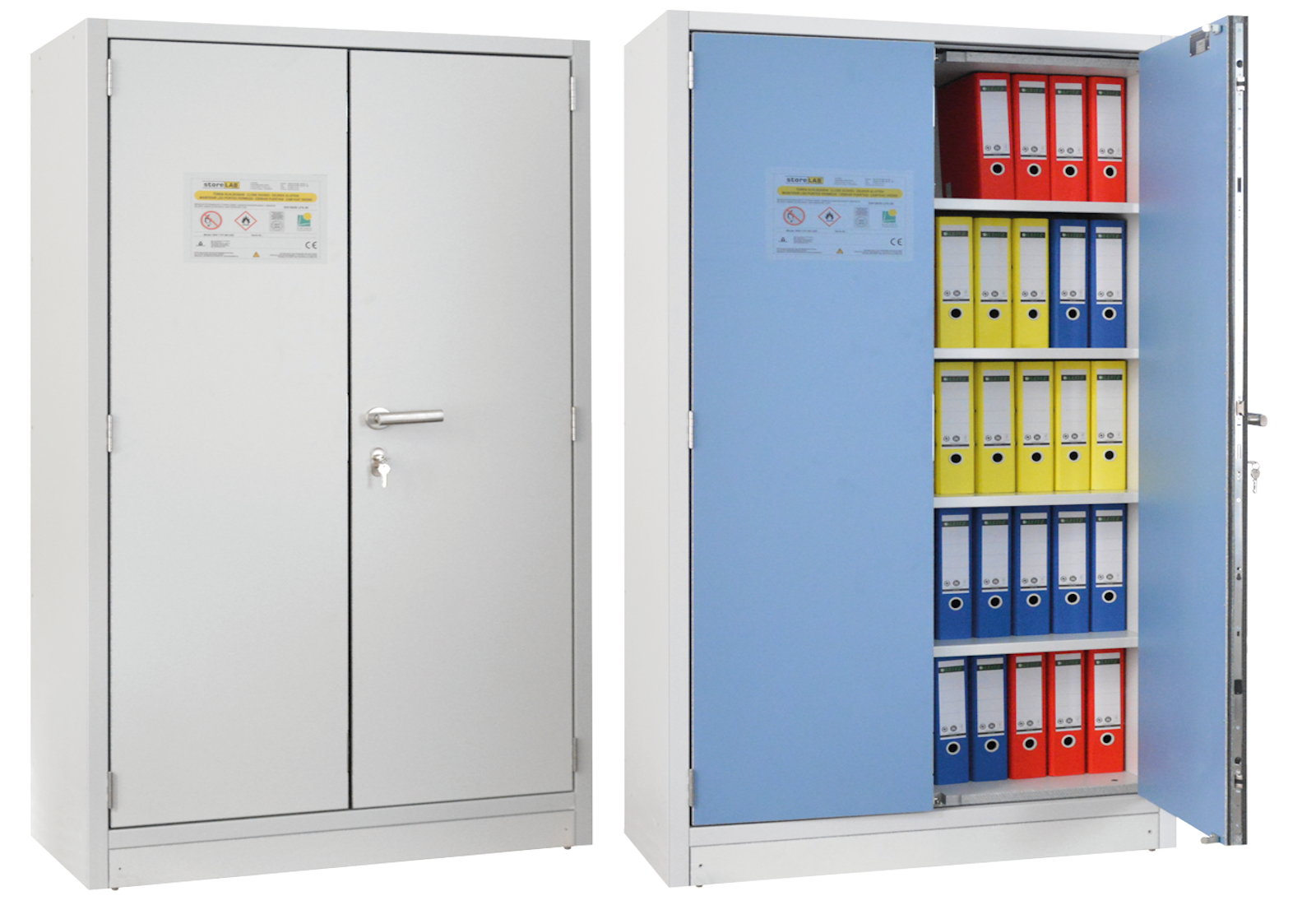 Brandschutz-Dokumentenschrank mit 90 Minuten Feuerwiderstand in verschiedenen Farben