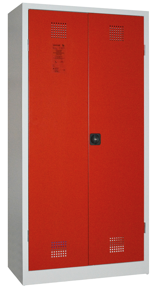 Chemikalienschrank 950 mm, mit geschlossenen Türen RAL 3000 - feuerrot