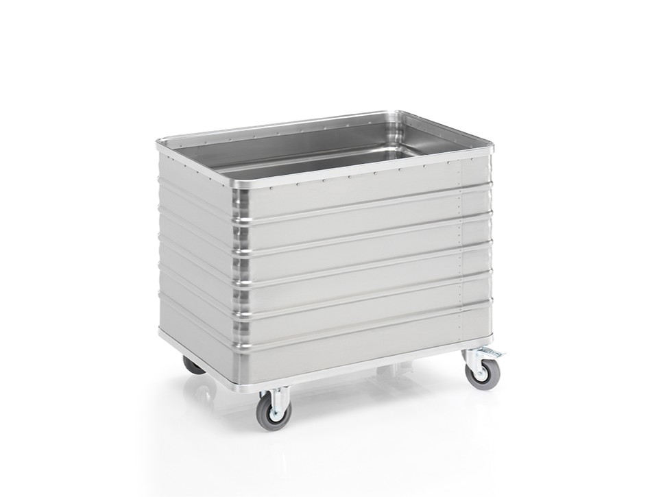 Transportwagen aus Aluminium 1030 x 670 x H 835 mm, 415 Liter, ohne Deckel