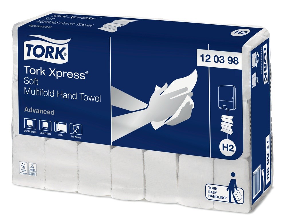 120398 Tork Xpress Multifold Papierhandtücher für die Tork Xpress Handtuchspender, 2-lagig