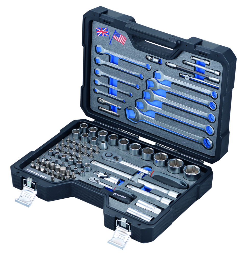 Steckschlüsselsatz Proton F-87MI Zoll/Inch 1/4" + 1/2", 87-teilig