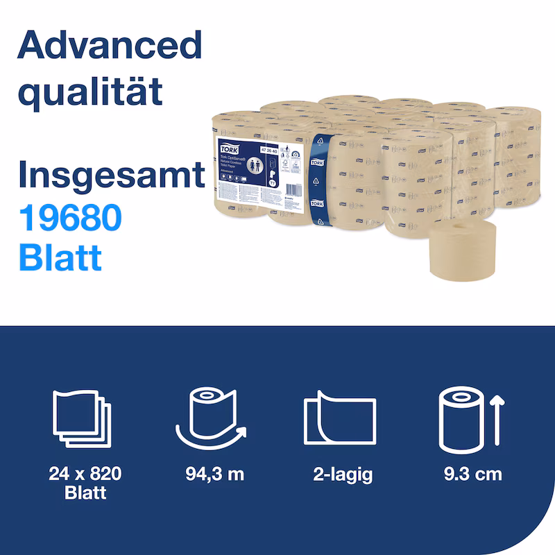 472640 Tork OptiServe® hülsenlosen Toilettenpapier aus recyceltem Material