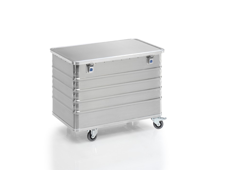Transportwagen aus Aluminium 990 x 580 x H 770 mm, 322 Liter, mit Deckel