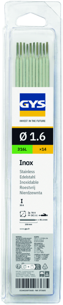 Stabelektroden GYS, 14 Stk., 300 x 1.6 mm, Inox 316L