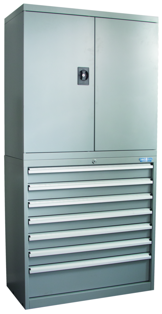 Lagerschrank Widmer, mit Flügeltüren und 7 Schubladen