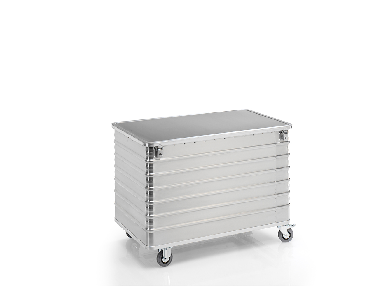 Transportwagen aus Aluminium 1280 x 730 x H 935 mm, 656 Liter, mit Deckel