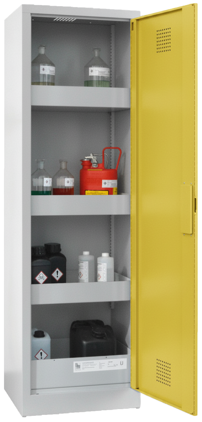 Chemikalienschrank 600 mm, mit geschlossener Tür RAL 1018 - zinkgelb