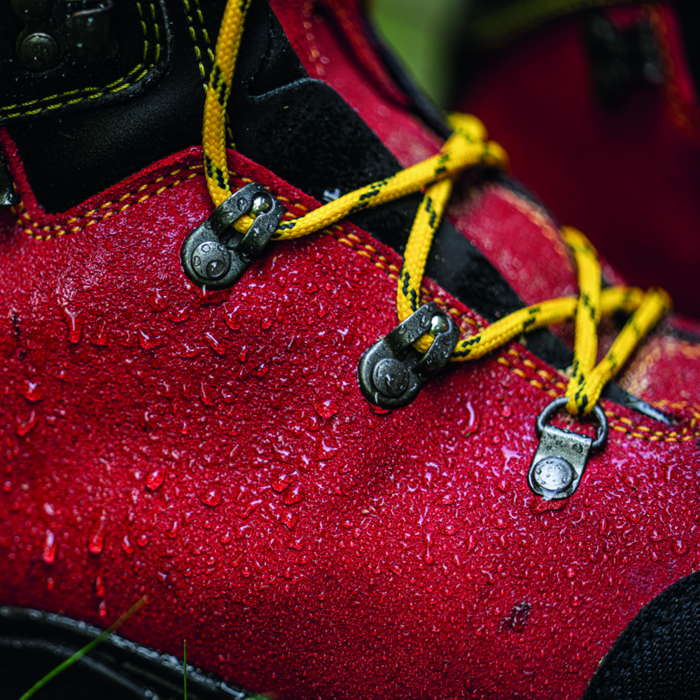 Leder-Schnittschutzstiefel Oregon Avertic rot/gelb Gr. 40