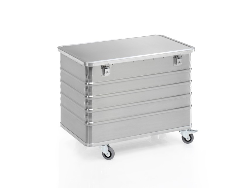 Transportwagen aus Aluminium 990 x 580 x H 770 mm, 322 Liter, mit Deckel